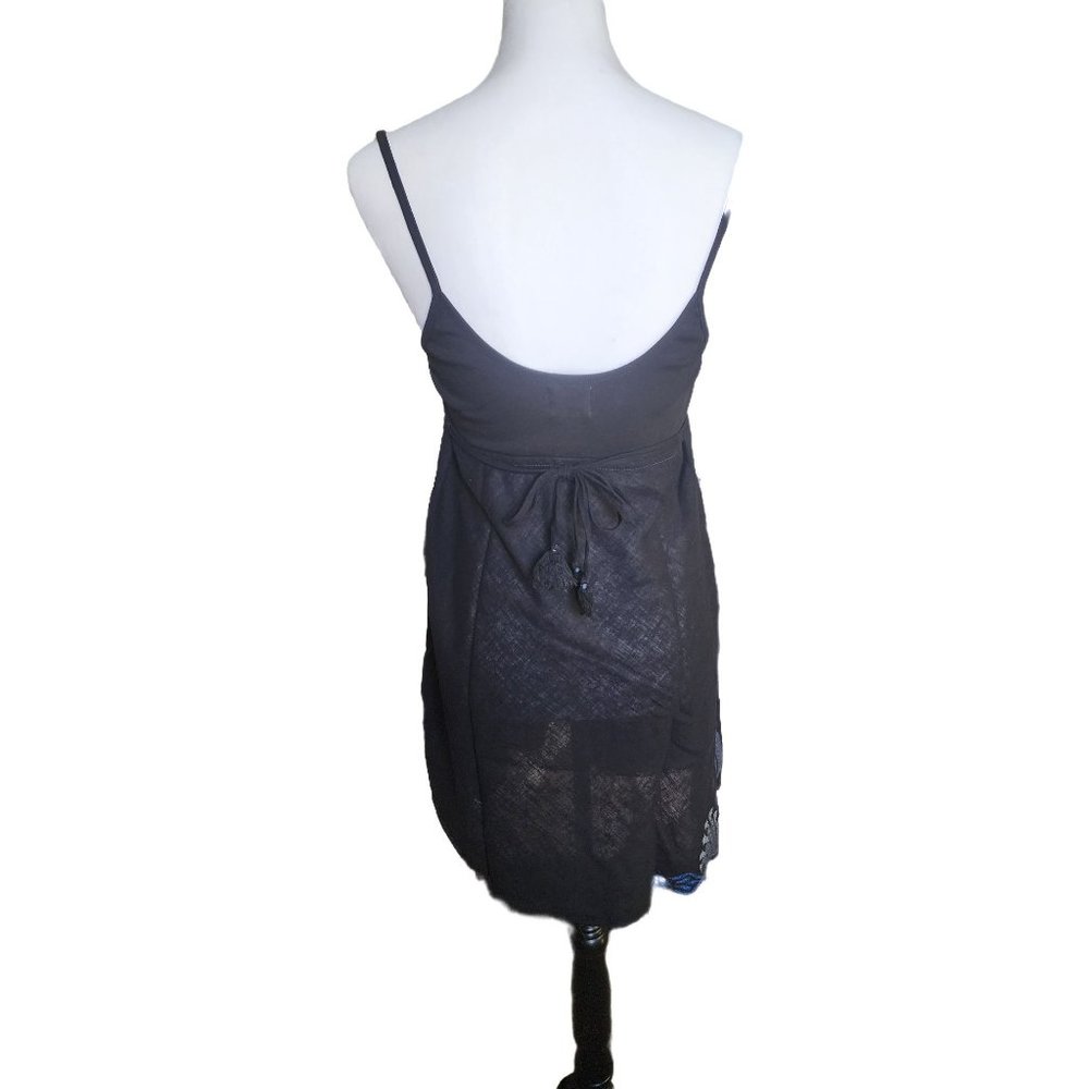 Free People Linen/Cotton Blend Embroidered Black Sleeveless Dress - Large - EUC - Picture 4 of 7